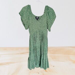 Angie Light Green Floral Puff Sleeve Dress